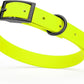 Dogline Biothane Waterproof Dog Collar Strong Coated Nylon Webbing with Black Hardware Odor- Proof for Easy Care Easy to Clean High Performance Fits Small Medium or Large Dogs, Safety Yellow