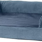 Furhaven Cooling Gel Dog Bed for Large/Medium Dogs w/ Removable Bolsters & Washable Cover, For Dogs Up to 55 lbs - Faux Fur & Velvet Sofa - Harbor Blue, Large