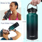 Water Bottle Insulated 32oz 40oz 64oz 128oz Straw Lid Spout Lid & 3 Lids, Leak Proof, Vacuum Insulated,Stainless Steel Water Bottle Wide Mouth for Sports, Gym or Office