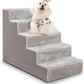 Dog Stairs for Small Dogs,22" H,5-Step Dog Steps for High Bed Couch and Sofa,Pet Stairs for Dogs and Cats Climbing with Non-Slip Bottom and Washable Cover,Grey