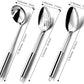 Pleafind Serving Utensils Set for Parties,3-Piece Silver Stainless Steel utensils set,Includes 1 Serving Spoon, 1 Slotted Spoon and 1 Soup Ladle,Serving Spoons for Buffet