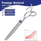 7'' Dog Grooming Scissors CNC 440C Blades Sharp and Durable Polished Thinning Dog Shears with Blue Diamond Adustable Screws Easy to Use for Groomer and Home User