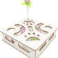 Interactive Wooden Cat Puzzle Toy Box Indoor Hunting Play Toy to Stimulate Your Cat’s Energy and Instincts (White)