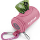 Dog Poop Bag Holder for Leash Doggie Waste Bag Dispenser Soft Fabric Puppy Potty Carrier Small Doggy Zipper Pouch with Carabiner Clip 1680D Nylon Oxford with 1 Roll of Pet Trash Bags, Pink