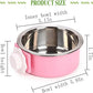 kathson Crate Dog Bowl, Removable Stainless Steel Hanging Pet Cage Bowl Food & Water Feeder Coop Cup for Cat, Puppy, Birds, Rats, Guinea Pigs 6pcs(2×Blue,2×Green,2×Pink)