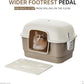 Cat Litter Box with Litter Mat and Scoop,High Wall Enclosed Cat Litter Boxes for Anti-Leakage, Covered Kitty Litter Box with Handle and Buckles for Portability and Privacy, Odor Control (Brown)