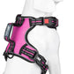 PoyPet No Pull Dog Harness, No Choke Front Clip Reflective Dog Vest with Soft Padded Vertical Handle, 3 Leash Attachments for Small Medium Large Dogs (Pink,XL)