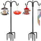 FEED GARDEN Adjustable Double Shepherds Hook for Outdoor with 5 Prong Base 63 Inch Heavy Duty Two Sided Bird Feeder Pole for Hanging Plant Baskets, Solar Light Lanterns, Wind Chimes 2 Pack