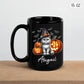 Personalized Name British Shorthair Coffee Mug Gift for Cat Lover, British Shorthair Wearing Witch Hat Black Cup, Custom Cat Pumpkins Halloween Ceramic Cup 11oz 15oz, Pet Owner Halloween Mug
