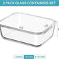 Vtopmart 2Pack 2260ml/ 76.4oz Large Glass Storage Containers with Lids, Meal Prep Food Container Set with Snap Airtight Lid for Baking, Microwave, Oven, Leak Proof, for Freezer, Dishwasher, Grey