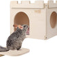 Castle Chinchilla House - Small Animal Hideout for Chinchilla Guinea Pig Hedgehog, or Rat - Ventilated Wooden Hamster Habitat with Multiple Doors - Made from Natural Wood