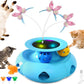 3in1 Interactive Cat Toys for Indoor Cats Rechargeable,Whack a Mole Cat Toy, Fluttering Butterfly, Track Balls, Automatic Kitten Toys Touch Activated, 2 Refill Feather