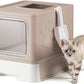 Enclosed Cat Litter Box, Large Litter Box for Big Cats, Covered Kitty Litter Boxes with Lid, Top Entry Cat Box Enclosure with Scoop, Odor Control, Easy to Clean(Coffee)
