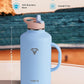 64 oz Insulated Water Bottle with Straw and Lid, Half Gallon Stainless Steel Cup with Handle,Leakproof Metal Travel Jug Flask Mug Tumbler Cup With Carry Pouch and Brush,Keep Cold & Hot,Blue
