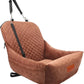 Dog Car Seat for Small Dogs,Covered Soft Fabric and Fill in Memory Foam,Easy to Assemble and Fully Detachable,2 Clip-On Safety Leashes and Storage Pockets(Brown)