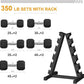 Premium Rubber Coated Hex Dumbbell Weight Set with Rack, Multiple Packages,210LB/350LB/450LB/550LB Set for Home Gym, Hand Weights for Muscle Toning, Strength Building & Full Body Workout
