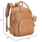 BabbleRoo Leather Diaper Bag Backpack - Baby Essentials Travel Baby Bag, Multi function, Waterproof, with Changing Pad, Stroller Straps & Pacifier Case – Unisex, Light Brown