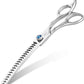 JASON 7" Curved Chunker Dog Scissors - Ergonomic Dog Grooming Scissors Silver Curved Dog Shears 440C Stainless Steel Grooming Shears Professional Pet Shears For Groomer (21-Teeth)