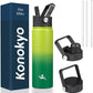 22oz Stainless Steel Bottles with 3 Lids Sport Insulated Water Bottle,Bamboo Grove