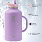 Trebo Water Bottle Insulated 64 oz with Handle,Half Gallon Double Wall Vacuum Stainless Steel Metal Large Jug with Handle, Wide Mouth Flask Mug with Carry Pouch, Keep Ice Cold 48hrs, Purple