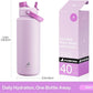 40 oz Insulated Water Bottle with 2-in-1 Straw and Spout Lid, Keep Cold 24H, Leak-Proof, BPA-Free, Double Wall Stainless Steel Water Bottle for Sports, Gym, Travel, and School (Misty Lilac)