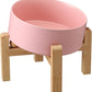 Pink Elevated/Raised 15°Tilted Anti Slip Ceramic Dog Bowl for Small/Medium Breeds,Slanted Bulldog Big Face Pet Food Water Feeding Dish with Stand for Cats and Dogs (3.6 Cups/28 OZ)