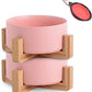 Petygooing Dog Cat Bowl Ceramic Pink Pet Dish with Stand for Food and Water, Modern Cute Matte Glaze Weighted Pet Bowls Set for Cats & Small Size Dogs 13.5 OZ (5.1In / 1.7 Cups) Pink