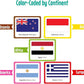 Menique Flags of The World Memory Matching Game – 100 Cards, 50 Countries to Match – Educational & Fun for Kids and Adults – Color-Coded by Continent – Learn Flags, Capitals, and Geography