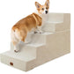 Dog Stairs for High Bed, Dog Steps for Bed Couch Sofa, 35D Foam Extra Wide Pet Steps for Small Dogs and Cats, Pet Stairs with Non-Slip Bottom Beige, 5 Steps