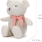 100% Organic Cotton Baby Stuffed Animals White Teddy Bear for Newborn 6.5"
