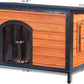 Dog House Outdoor Weatherproof 34.3" L Chew Proof Outside Dog Kennel for Small Medium Dogs with Strong Metal Chew Proof Frame Raised Design