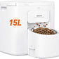 Automatic Dog Feeder for Large Breed, 15L/ 63Cups Vacuum-Sealed Storage & Timed Auto Dog Food Dispenser 2in1, Airtight 100% Freshness, Anti-Blockage, Support up to 22mm Pet Food, Stainless Steel Bowl