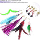 Cat Toy Wand, Interactive Feather Teaser Cat Toys Set, Retractable Cat Fishing Rod with 5pcs Refills (Purple)