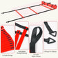 Speed Training Equipment Set, 12 rungs Agility Ladder, 12 Soccer Cones, Jump Rope, Running Parachute, Resistance Bands, Basketball Football Soccer Training Equipment for Kids Youth Adults.