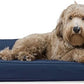 Furhaven Cooling Gel Dog Bed for Large/Medium Dogs w/ Removable Bolsters & Washable Cover, For Dogs Up to 55 lbs - Quilted Sofa - Navy (Blue), Large