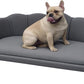 PawHut Velvet Large Dog Couch with Foam Cushion, Soft and Cute Dog Bed with Pearl Design, Dog Sofa for Big and Medium Dogs, Charcoal Gray