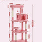 Cat Tree for Large Cats with Metal Plush Big Hammock, 56.3" Cat Tower for Indoor Cats with 2 Door Condo House, 6-Tier Cat Shelves with Scratching Posts and Large Top Perch, Pink