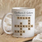 Family Forever Linked Together Custom Names Ceramic Mug, Crossword Puzzle Art, for Birthday, Anniversary or Special Occasions (Brothers & Sisters Forever Linked Together White Mug Ver 2)