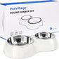 Double Dog Bowls Set – Non-Slip Pet Food & Water Dishes with Resin Stand, Includes Small (1 Cup) & Medium (2 Cups) Bowls – Ideal for Puppies, Cats, and Medium Dogs – White