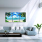 Wieco Art 3 Piece Blue Sea Beach Canvas Prints Modern Stretched Wall Art Seascape Pictures Paintings for Living Room Bedroom Home Decorations Modern Landscape Artwork