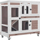 GUTINNEEN Large Rabbit Hutch Wooden Bunny Cage Indoor with Chew-Proof Ramp, 2-Story Guinea Pig Cages with Casters, Pull-Out Trays for Rabbits, Guinea Pigs, 47.2" L x 19.7" W x 42.1" H