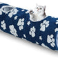 Straight Cat Tunnel for Indoor Cats 47"x12", Cute Cat Toys Collapsible Tunnel Tube with Balls for Puppy Kitten Rabbit, Blue Paw