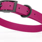 Dogline Biothane Waterproof Dog Collar Strong Coated Nylon Webbing with Black Hardware Odor- Proof for Easy Care Easy to Clean High Performance Fits Small Medium or Large Dogs, Magenta Pink