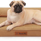 Chew Proof Dog Bed, 3" Memory Foam Dog Bed for Small and Medium Dogs, Removable and Washable Microsuede Cover, Waterproof Liner, Nonskid Bottom, 35x23 Inches M Khaki