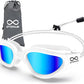 Swim Goggles, Polarized Adult Swimming Goggles Bungee Strap No Hair Pulling Anti-fog Pool Goggles for Men Women