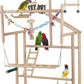 Pet Parrot Playstand Parrots Bird Playground Bird Play Stand Wood Perch Gym Playpen Ladder with Feeder Cups Bells for Cockatiel Parakeet (4 Layers)