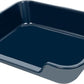 2 Pack of Extra Large Cat Litter Box (ABS Material), Low Entry Senior Litter Pen for Geriatric Kitty Big Cats, Jumbo Pet Safe Litter Boxes Tray for Indoor Pets Potty (Dark Blue, 24"L x 20"W)