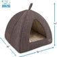 Best Pet Supplies Pet Tent-Soft Bed for Dog and Cat Brown Linen, 16" x 16" x H:14"