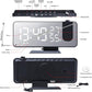 Projection Alarm Clock for Bedrooms Ceiling, Digital Clock Radio with USB Charger Port, Temperature & Humidity Display, 7.3” Large LED Display,12/24H,Snooze,Dual Loud Clock- 4 Dimmer