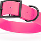 Dogline Biothane Waterproof Dog Collar Strong Coated Nylon Webbing with Black Hardware Odor- Proof for Easy Care Easy to Clean High Performance Fits Small Medium or Large Dogs, Passionfruit Pink